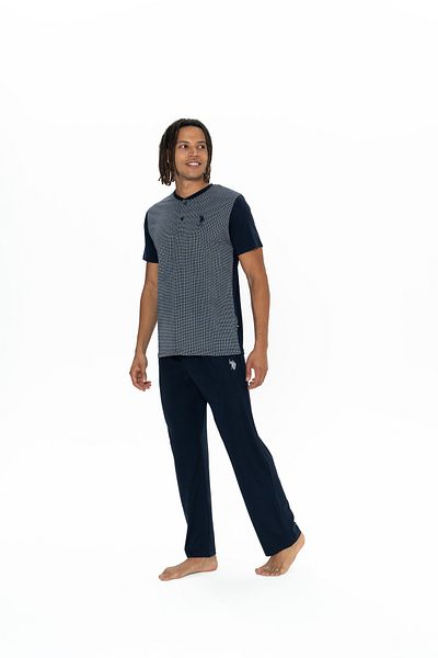 U.S. Polo Assn. Σετ ανδρικής πιτζάμα 3 s - Αδειοδοτημένο, USPA, 100% βαμβάκι, σκούρο μπλε