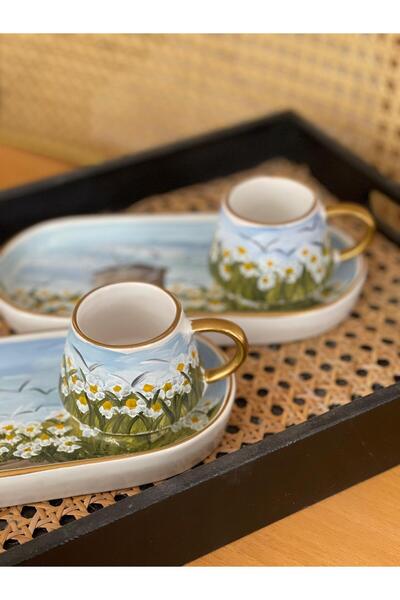 Store Special Design Hand Painted Windmill Themed Turkish Coffee Cup