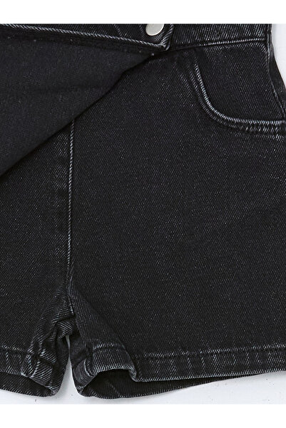 LC Waikiki Siyah Beli Lastikli Kız Çocuk Jean Şort