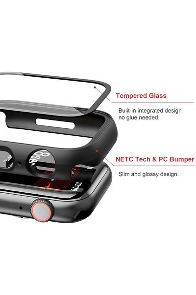 AWH 2-Pack Case with Tempered Glass Screen Protector for Apple Watch SE(2023) 40mm, Clear
