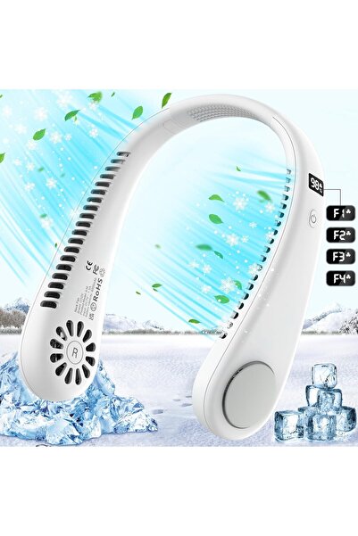 AWH مروحة رقبة محمولة بدون شفرات، قابلة لإعادة الشحن، 4 سرعات مع تدفق هواء 360 درجة، رياح دائرية