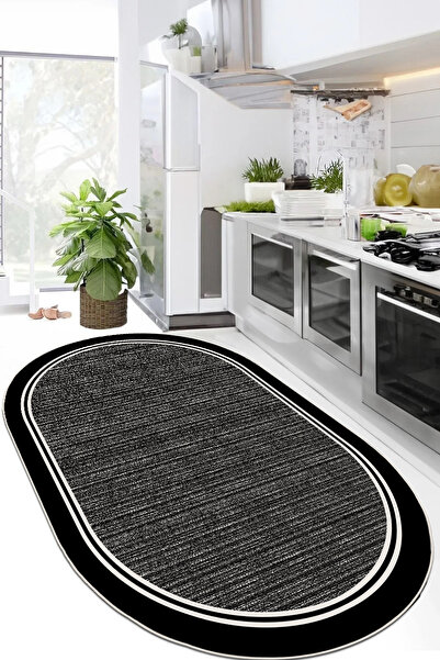 MUA HOME DECOR Oval Dijital Baskı Yıkanabilir Kaymaz Taban Salon Halısı Mutfa...