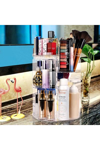 AWH 360° Diamond Rotating Makeup Organizer, Large Capacity  Lazy Susan Organizer Clear (FHTY87)