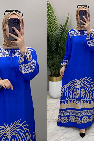 Mercan Viscose Fabric Patterned Beach Dress