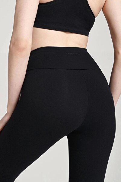 EMNY Siyah Yüksel Bel Toparlayıcı Tayt Ultra Esnek Ultra Hafif Elit Spor Tayt