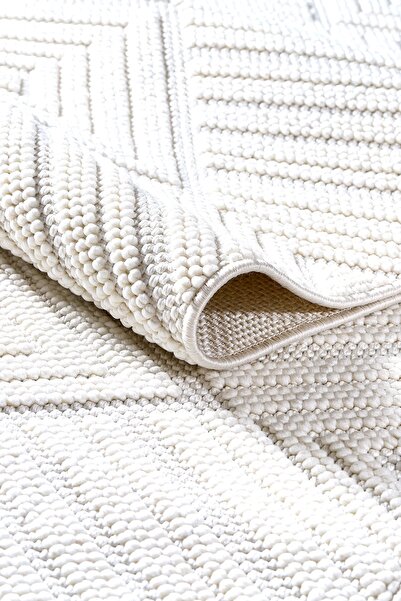 Carpetrium AMETİST 4063 Krem Mikro Polyester İskandinav Tarzı Bukle Halı