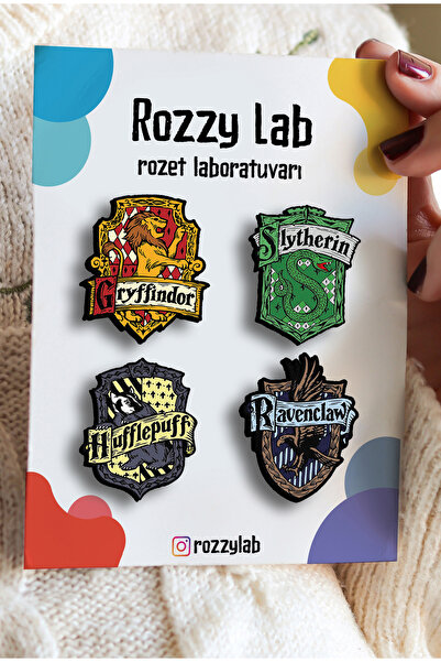 Rozzy Lab Hogwarts 4lü Rozet Set - Gryffindor Slytherin Hufflepuff Ravenclaw ...