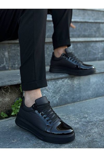 BOA KB X46 Μαύρο λουστρίνι Ψηλή Μαύρη Σόλα Casual Αθλητικά Παπούτσια