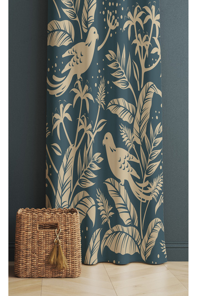 ALAMODECOR Model Pasăre și Frunze cu o singură aripă, perdea decorativă pentr...