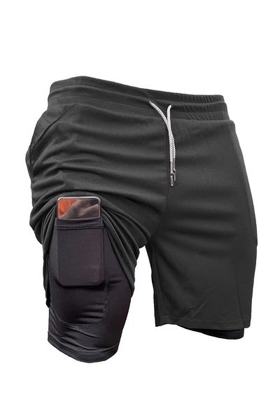 pandy Men's Quick Dry Zippered Training Astroturf Fitness Short Leggings Sports Shorts