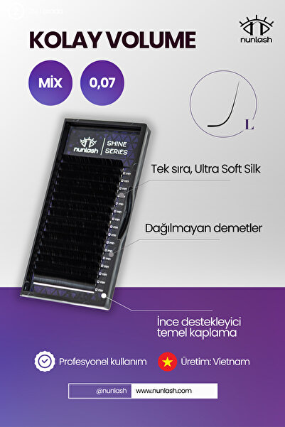 nunlash KOLAY VOLUME İpek Kirpik L; 0,07; Mix 8-14mm