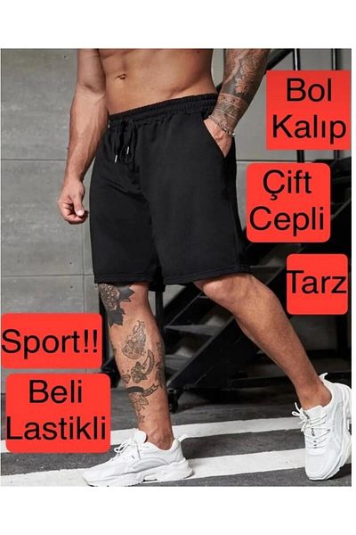 UYN SPORT Black Color Comfortable Fit Soft Fabric Elastic Waist Summer Shorts with Pockets