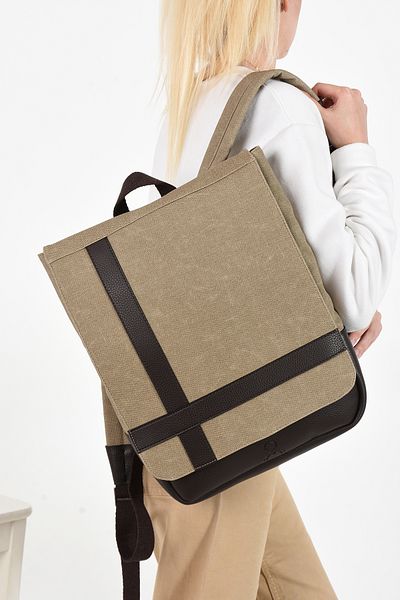 By Hakan Σακίδιο πλάτης Laptop Mega 419 Unisex Canvas - Διαμέρισμα, CAMEL-BROWN