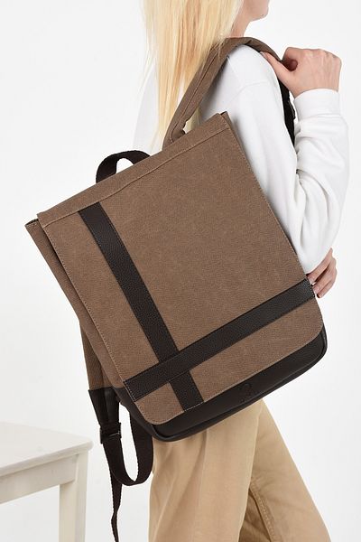 By Hakan Mega 419 Unisex Canvas Backpack με θήκη Laptop ΓΗ-ΚΑΦΕ