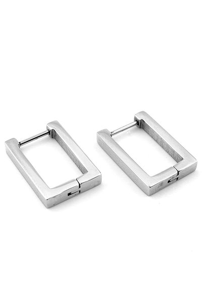 Solfera Stainless Silver Steel Earrings with Geometric Rectangle Design - Er167
