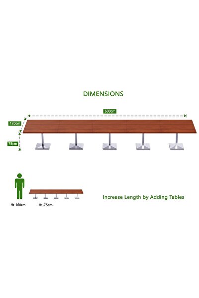 Mahmayi Ristoran 500PE-600 20 Seater Square Modular Pantry Table - Apple Cherry