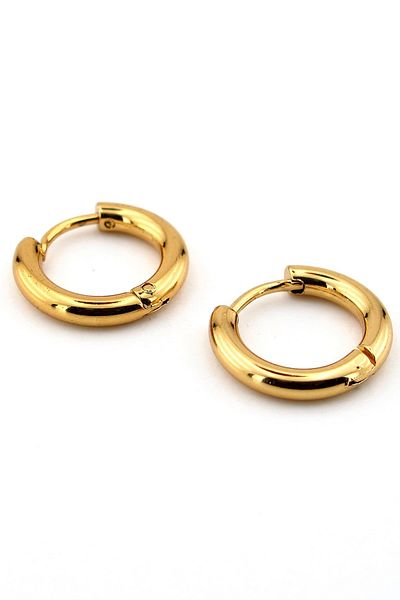Solfera Gold Color Yellow Steel Unisex Round Hoop Earrings - Er159