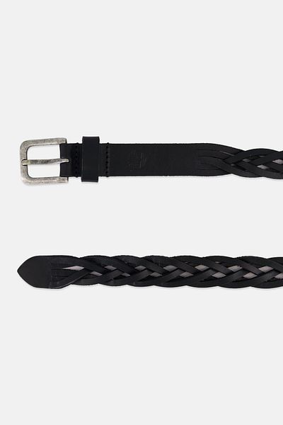 Timberland Women Leather Braided Belt, Black
