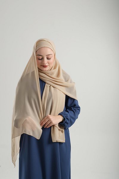 HÜRREM BONE Μπεζ σιφόν καπό σάλι - Practical Ready-Made, Cross 2001_12