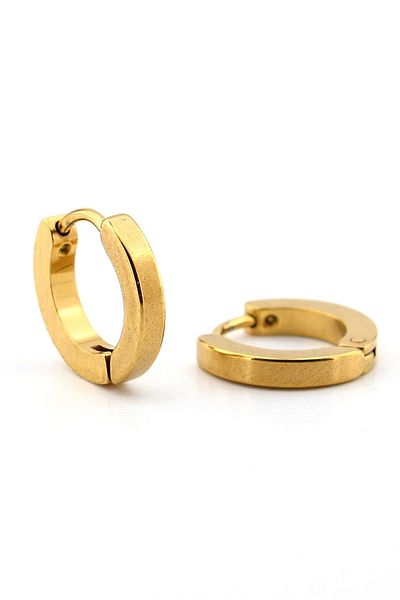 Solfera Yellow Color Thin Hoop Stainless Steel 2.2mm Thickness Women Men Earrings Er147