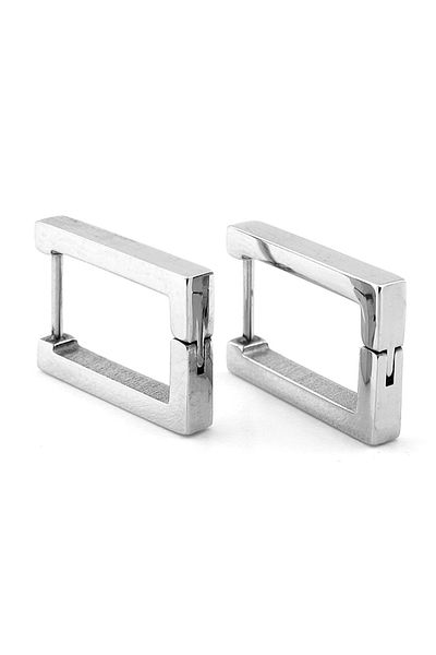 Solfera Stainless Silver Steel Earrings with Geometric Rectangle Design - Er167