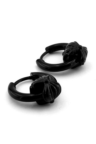 Solfera Embossed Pattern Dangle Black Color Stainless Steel Women Men Earrings Er171