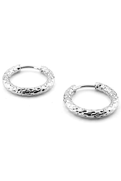 Solfera Bright Silver Color Carving Pattern Unisex Steel Earrings - Er152