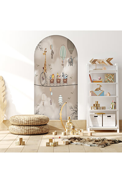 poster marketi Çocuk Odası için Kendinden Yapışkanlı Hayvanlı Tren Duvar Kağı...