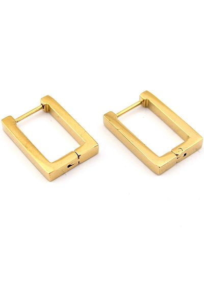 Solfera Yellow Steel Unisex Hoop Earrings - Rectangle Geometric Style Er131