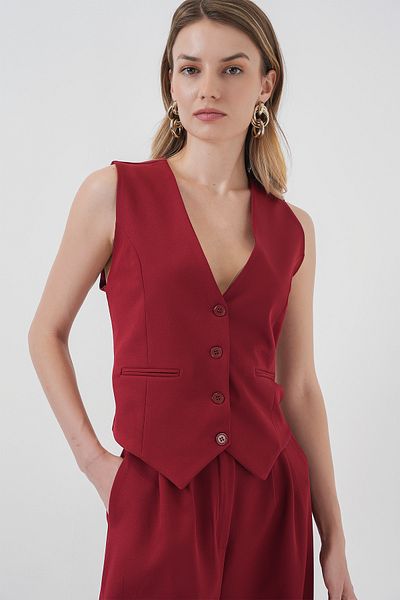 Bigdart 6709 Set vestă și pantaloni pentru femei model Claret Red