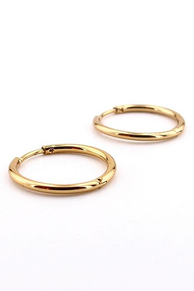 Solfera Yellow Colored Steel 19mm Wide Size Thin Hoop Unisex Women Men Earrings Er126