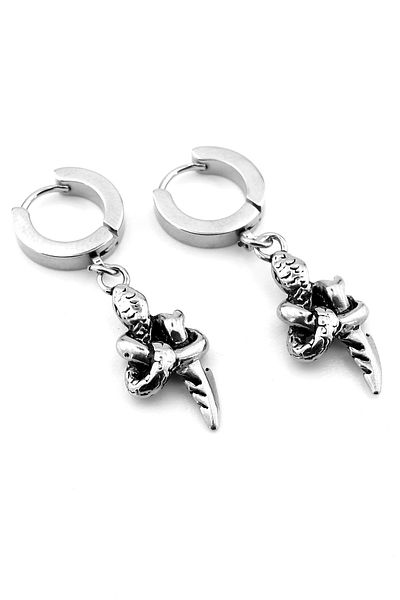 Solfera Unisex Men's Earrings - Knotted, Snake Stainless, Surgical Steel Ring, Er189