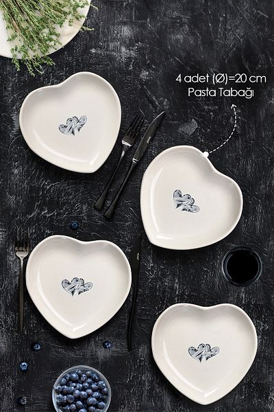 Keramika Farfurie pentru tort inima Amour 20 cm - 4 bucati 22870