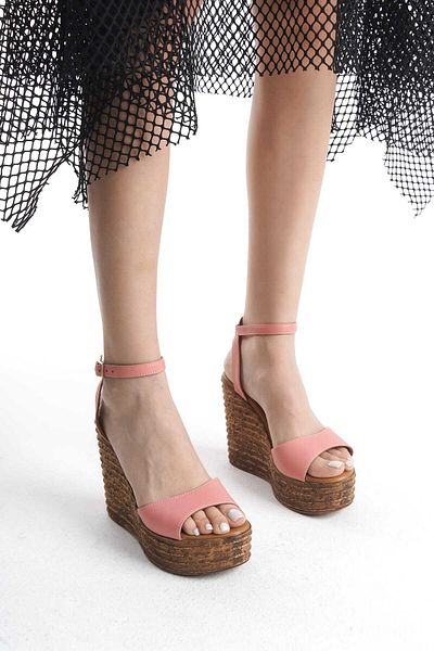 ERNİLA Wedge Heel Genuine Leather Sandals