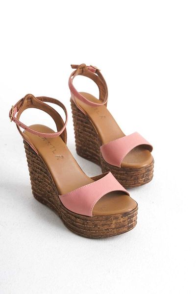 ERNİLA Wedge Heel Genuine Leather Sandals