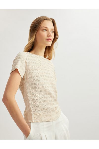 Koton Slim Fit Short Sleeve Crew Neck Textured T-Shirt