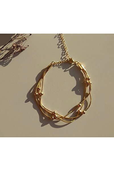 Vitastyle Gold Color Triple Snake Chain Doric Steel Bracelet