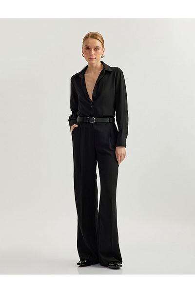 Koton Classic Lapel Button Long Sleeve Crepe Shirt
