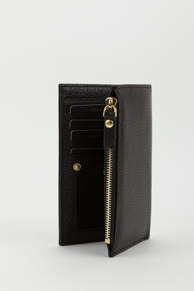 Fossil Kutulu Hakiki Deri Siyah Orta Boy Kadın El Portföyü Kartlık Cüzdan