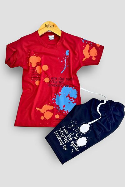 TRİLİYA Boy's Summer Suit - T-shirt and Capri Set - Economical