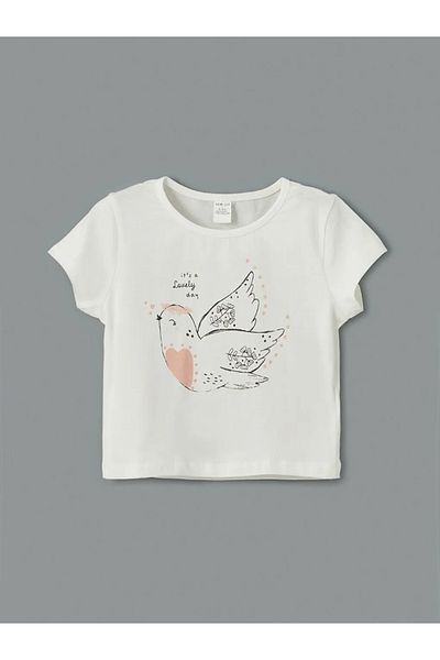 LC Waikiki Lcw Eco Pink Crew Neck Printed Girls' T-Shirt and Shorts 2-Piece