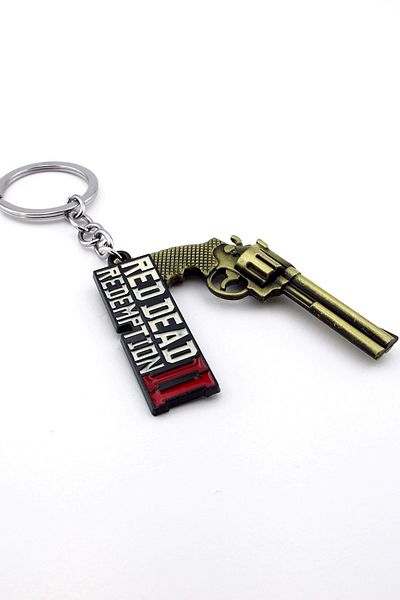 Solfera Red Dead Redemption Rdr2 - Bronze Metal Keychain Revolver Gun Hexagons Kc168