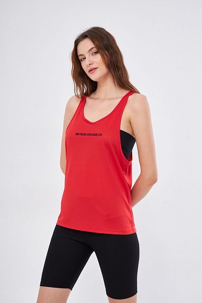 Moda Işık Sports Tank Gmg Brush Printed Red Color Cappa Fabric