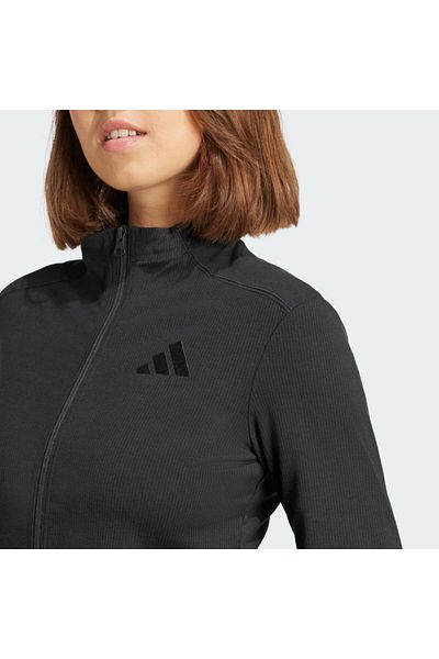 adidas Women's Black Sweatshirt with Wicked Zip - W Lng Rib Ls Jj1226