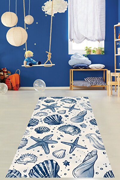 on the clouds Marin Temalı Deniz Kabuğu Deniz Yıldızı Yıkanabilir Kaymaz Taba...