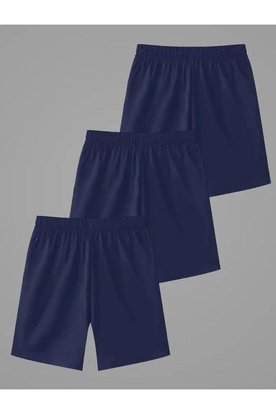 yg ydn giyim Καλοκαιρινό σορτς με τσέπες 3 τεμαχίων Navy Blue Άνετο κομμένο μαλακό ύφασμα με ελαστική μέση