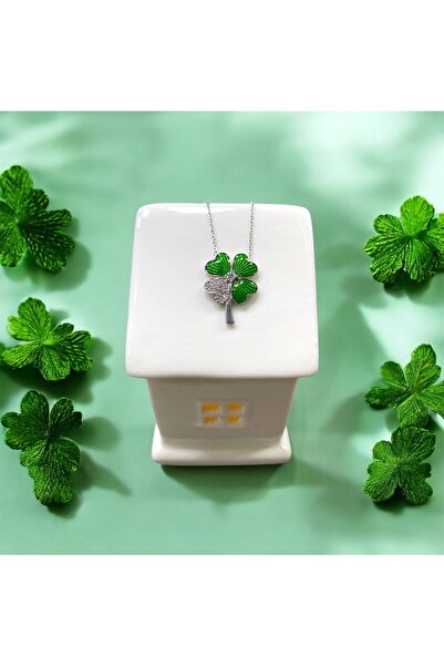 JEWELRY YONCA ZARİF 18K BEYAZ ALTIN KAPLAMA 925 AYAR GÜMÜŞ KOLYE