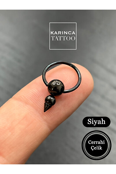 Karınca Piercing Spike Halka Siyah Piercing Cerrahi Çelik Tragus Helix Orbita...