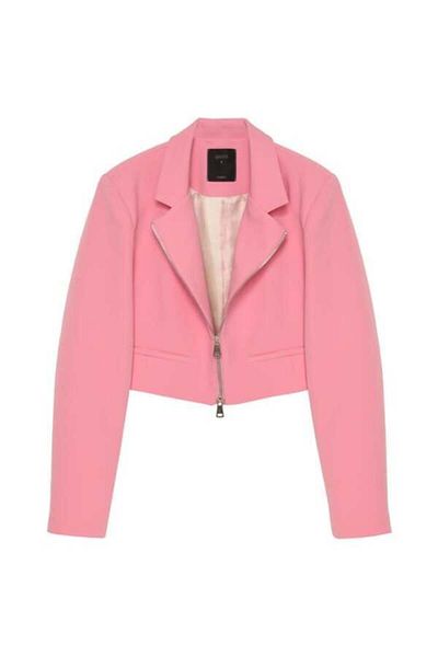 Quzu Ροζ Crop Blazer Jacket - Μπροστινό φερμουάρ