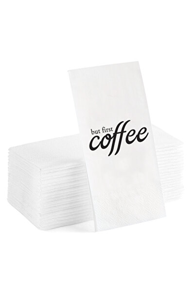 Matbaagraf ولكن القهوة الأولى المكتوبة المطبوعة مناديل تقديم العرض 20 قطعة